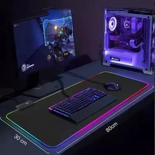 Mousepad Profissional Gamer - Extra Grande 80 x 30 cm - Com 11 modos de iluminação LED RGB