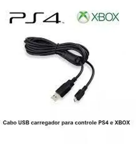 Cabo V8 Carregador Controle Ps4 Xbox One Com Filtro Usb 1,5 Metros