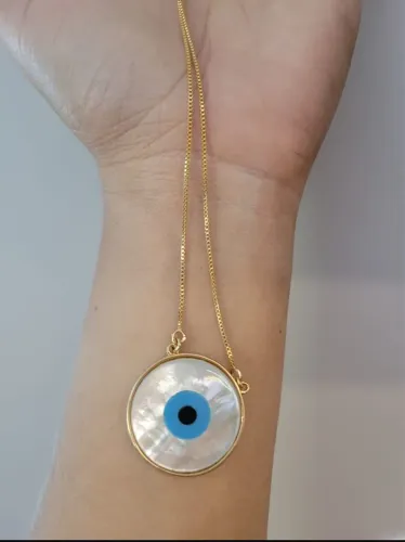 Colar Olho Grego alto luxo banhado a ouro 