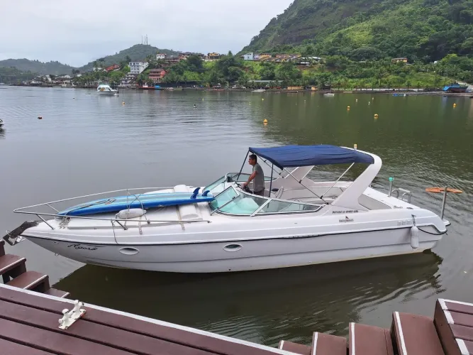 Lancha Futura, 28 pés, 12 pessoas mais 1 para pilotar, a gasolina, motor mercruiser 5.8