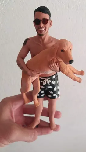 Boneco de Porcelana - Homem com Cachorro