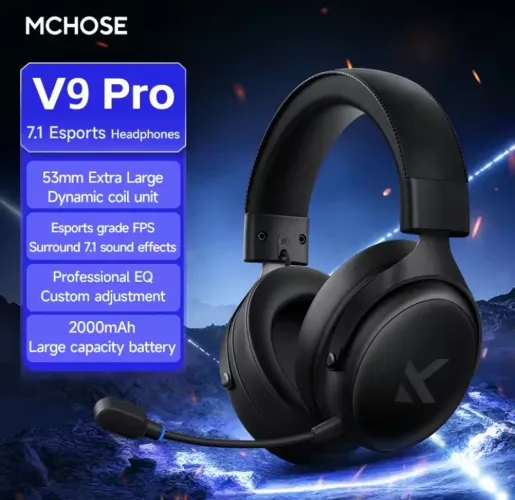 Headset Gamer Mchose V9 Pro Sem Fio Bluetooth Wireless Preto 