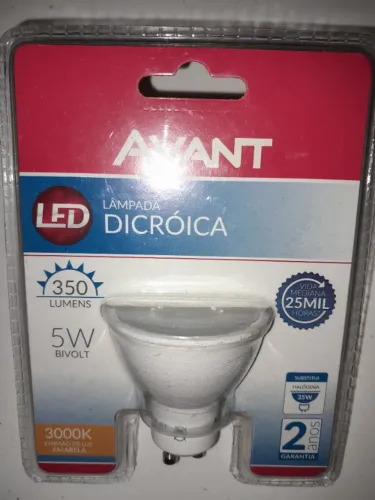 Lampada Led 5w 3000k luz amarela Dicroica Avant