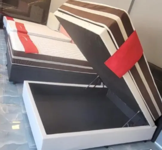Box baú casal+ colchão molas ensacadas!! Espuma D33 nova direito da Fábrica