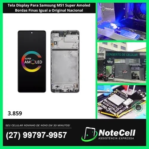 Tela Display Para Samsung M51 Super Amoled Bordas Finas Igual a Original Nacional