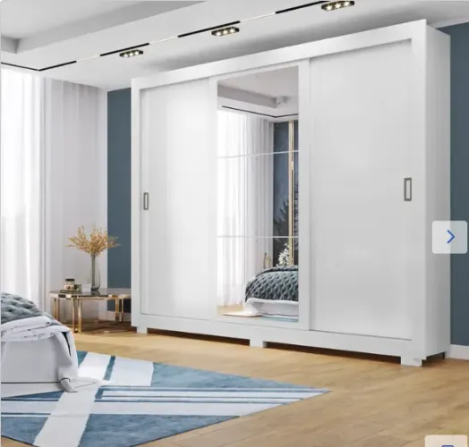 Guarda Roupa 3 Portas 4 Gavetas Com Espelho Com Pés Serenity Yescasa Branco