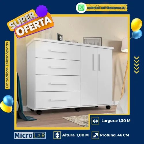 Comoda Sapateira 1.30 m Largura LT - Monta na Hora