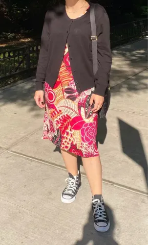 Vestido Floral Vermelho 100% algodão comprado em Bali