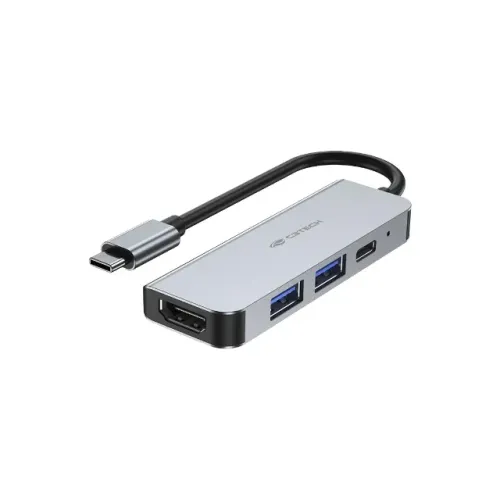 Hub USB-C HDMI 4 Portas C3Tech HU-D50GY 4 em 1 (USB3.0/USB2.0/HDMI 4K/USB-C100W) - WZetta
