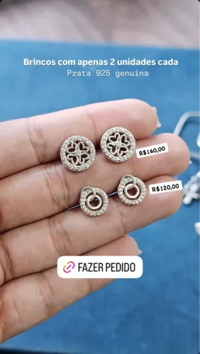 Brincos em prata 925 genuína