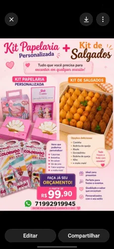 Papelaria personalizada+salgados 