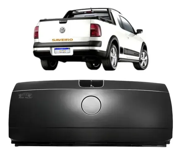 Tampa Traseira Saveiro G5 G6 Cross Surf 3 Furos 2009 A 2016 Preto
