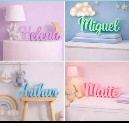 Letreiro Nome 3D personalizado para Decoração chá Revelação .