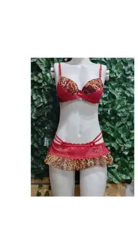 Conjunto lingerie onça com renda | Elegante e irresistível ?