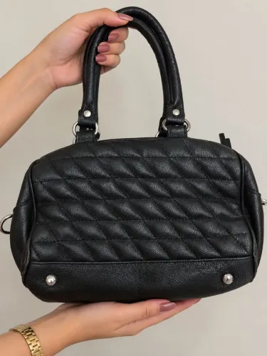 Bolsa preta lindíssima estilo betonê em couro legítimo toda forrada