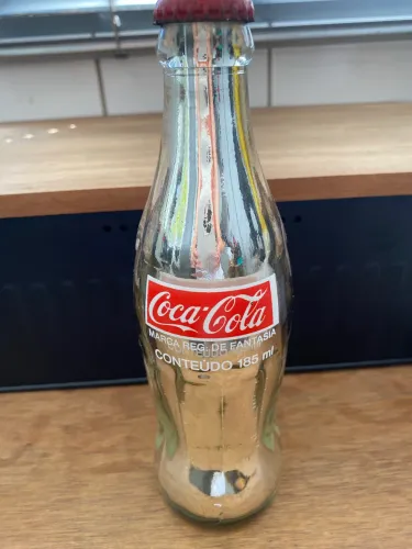 Garrafa vintage Coca-cola vidro prateada 185ml