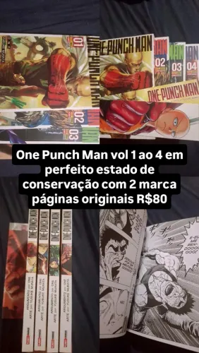 Mangá One Punch Man vol 1 ao 4 com 2 marca páginas originais