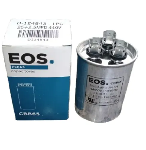 CAPACITOR DA MARCA EOS DE 25+2,5 MFD POR 440VAC MODELO D-124843