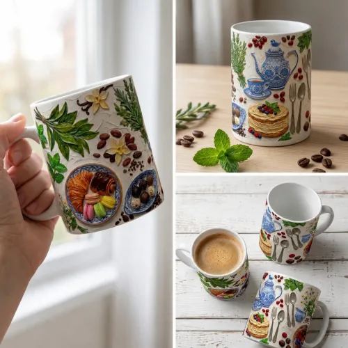 Caneca Café e Chá da Tarde Confeitaria Bolos e Doces Aesthetic Criativa