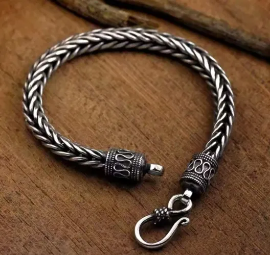 Prata folheado pulseira masculina