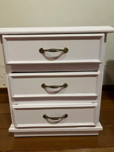 Mesa de Cabeceira Antiguidade - Restaurado Laqueado de Branco
