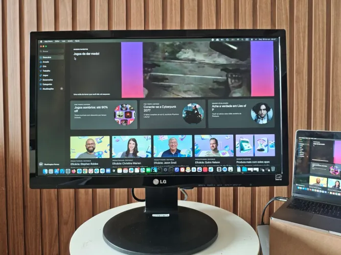 Monitor LG IPS 22 polegadas Full HD funcionando com HDMI, DVI e VGA
