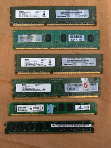 Lote 6 Memórias RAM PC Desktop (4x DDR3 + 2x DDR2) - Oficina/Técnico