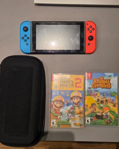 Nintendo Switch V2 usado com 2 jogos e case