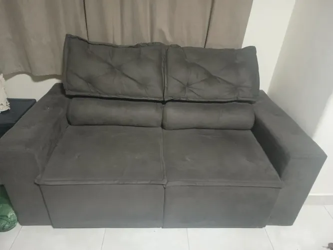 Sofá Retrátil e Reclinável Lívia 2 Lugares - Suede Marrom (Semi-novo)