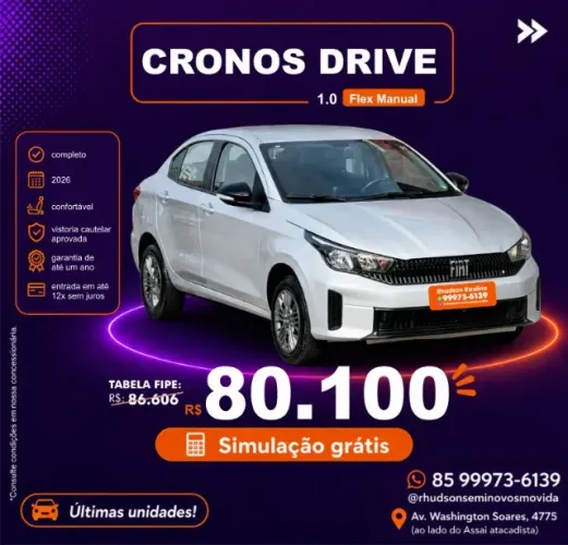 Fiat Cronos Drive 1.0 6V 2026
