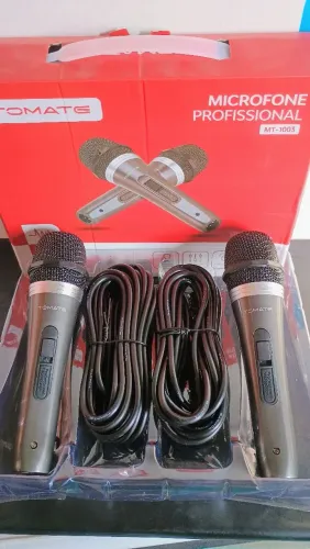 Microfone profissional duplo com fio / OFERTA IMPERDÍVEL 