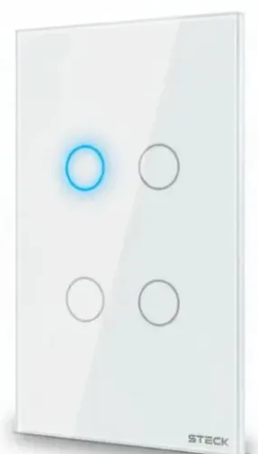 Interruptor 4x2 Touch Smart 4 Módulos Branco Steck