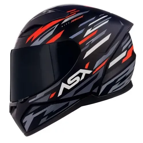 Capacete ASX City Arrow Preto/Grafite/Vermelho Brilho Tam 60 L - Novo