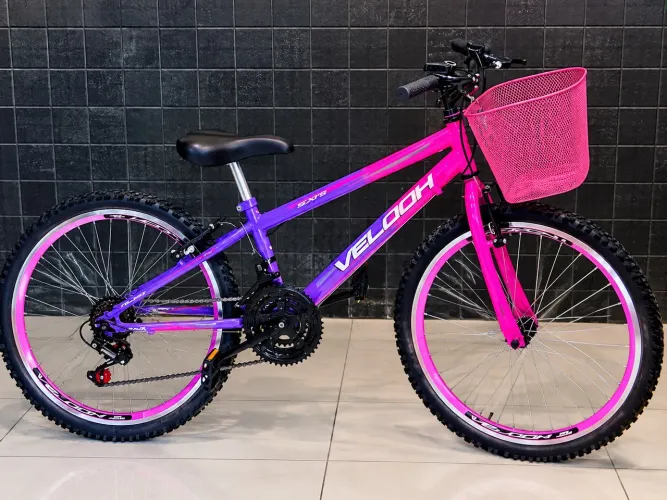 BICICLETA VELOCH FEMININA ROSA E ROXA À VENDA!