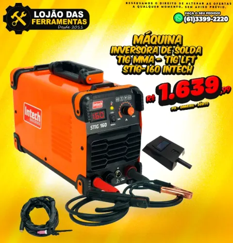 Máquina Inversora de Solda TIg MMa Tig Lft Stig-160 Intech