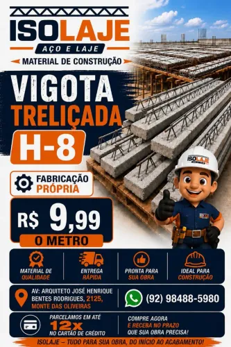 Vigota Treliçada H-8 ( Concreto 30MPA C/ Brita )