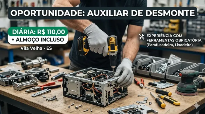 Oportunidade para Diarista: Auxiliar de Desmonte e Triagem