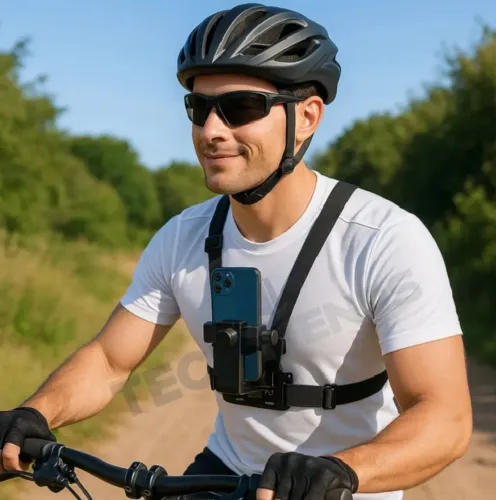 Suporte Peitoral Para Celular Câmera Cinta Ajustável Moto Bicicleta Esporte live