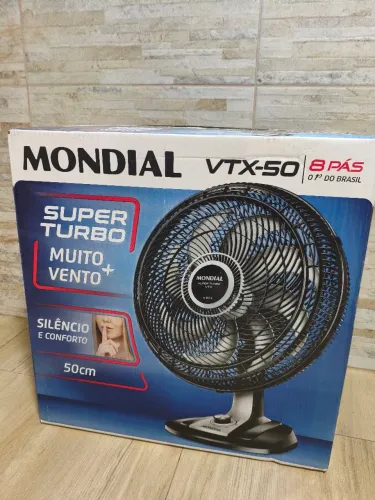 MONDIAL Ventilador 50cm Super Turbo 8 Pás, Preto/Prata, 150W, 110V - VTX-50-8P