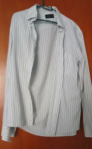 Camisa Social Listrada De Manga Longa