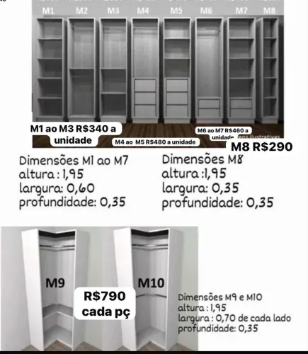 Closet modulados a partir de R$290