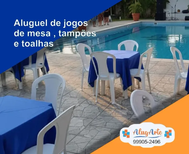 Aluguel de jogos de mesa ,tampões e toalhas