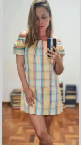 Vestido xadrez leve e macio Tam. M/G