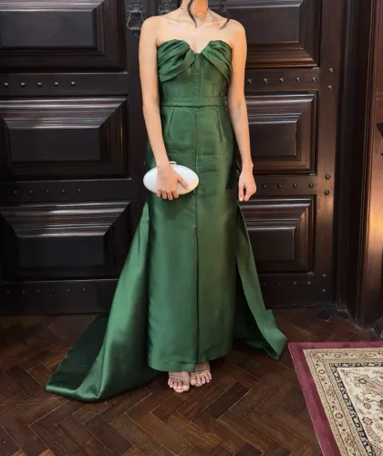 Vestido de festa verde escuro