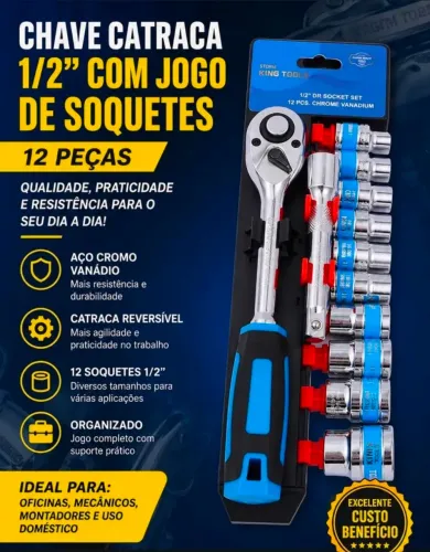 Kit Catraca e soquetes sextavado 1/2