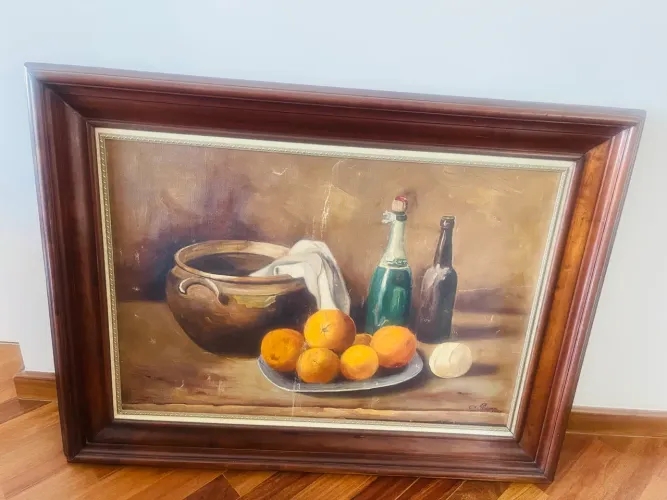 Tela pintura a óleo Natureza Morta A.Fonseca 1946