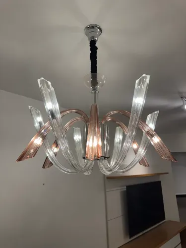 ? Lustre de Cristal/ Vidro Murano Moderno - Design Sofisticado Rose Gold 