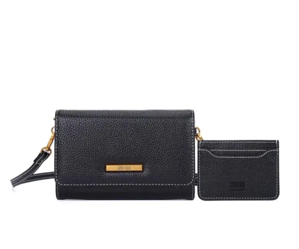 kit presente bolsa e carteira preta santa lolla na caixa