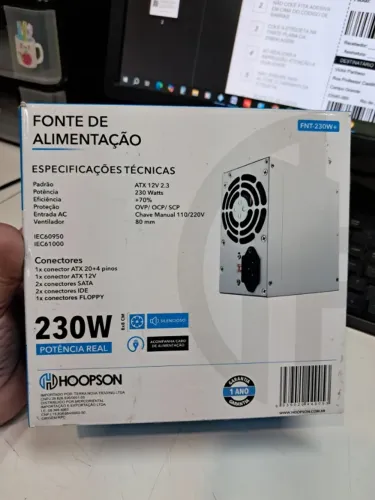 Fonte Pc Atx Hoopson Fnt-230w-h 110v 230v 230w Real 24p