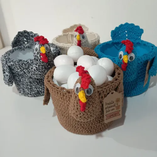 Galinha de Crochê Porta Ovos